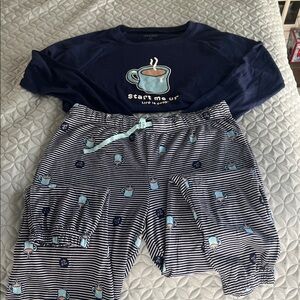 Life is Good Navy Blue Coffee Pajama Set